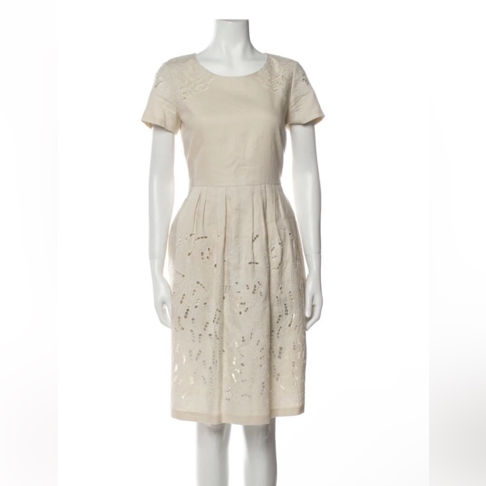 Lafayette 148 New York 100% Linen Cream Lace Dress